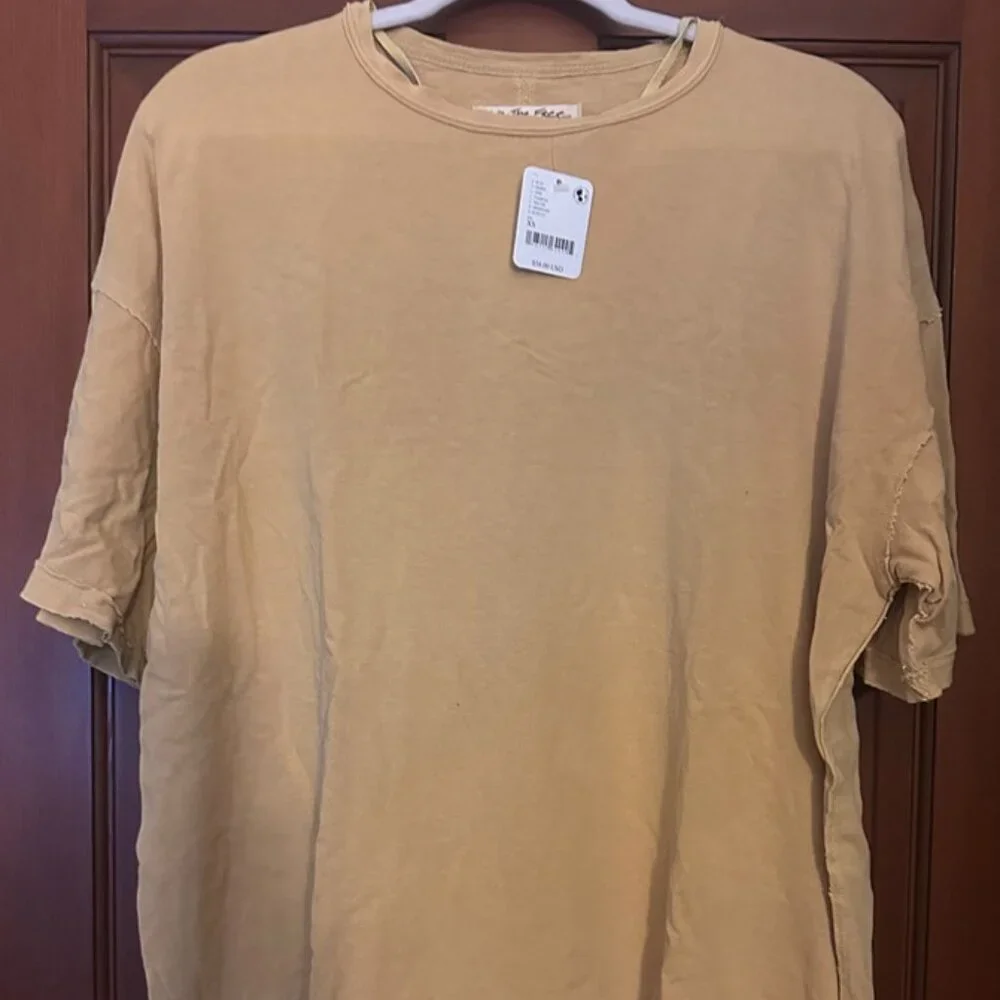 NWT Free People Oversized Devon Cotton Tee in Pampas size- EXTRA SMALL - Picture 4 of 5